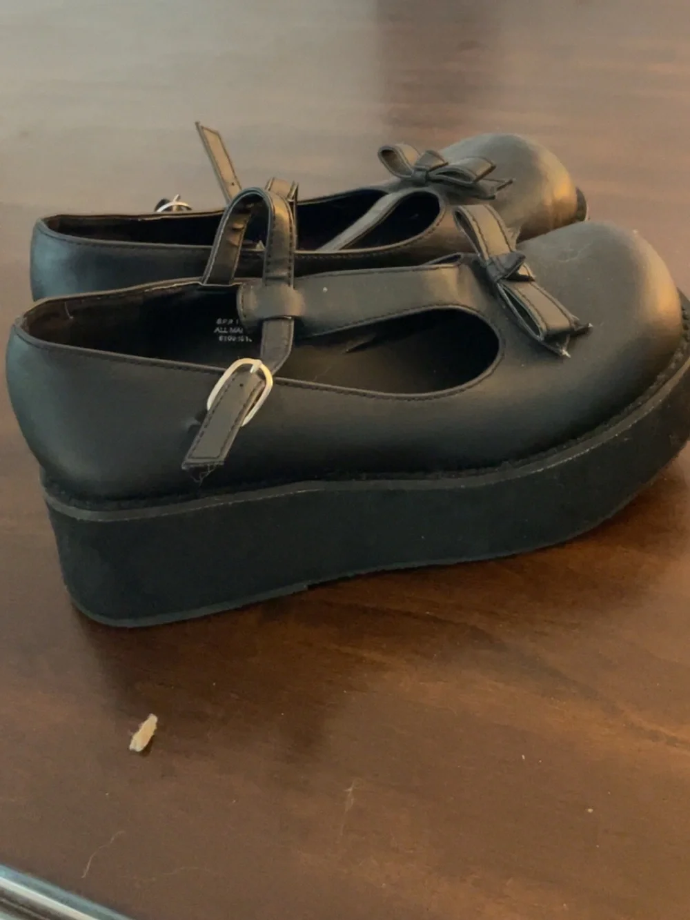 Demonia Black T-Strap Platform Mary Janes with Bow